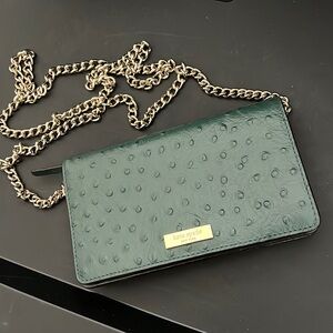 Kate Spade Isabeli Green Ostrich Leather Chain Crossbody Bag